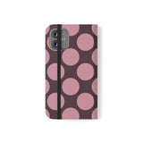Cover portafoglio in pelle vegana per iPhone 12 Mini - design a pois Polka Dot color prugna rosata