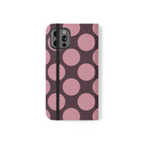 Cover portafoglio in pelle vegana per iPhone 12 Pro - design a pois Polka Dot color prugna rosata