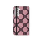 Cover portafoglio in pelle vegana per Samsung Galaxy S21 - Pink Plum Polka Dot