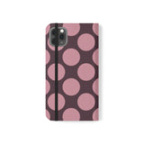 Cover portafoglio in pelle vegana per iPhone 11 Pro Max - design a pois Polka Dot color prugna rosata