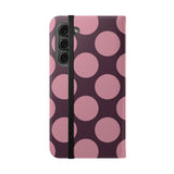 Cover portafoglio in pelle vegana per Samsung Galaxy S23 Plus - Pink Plum Polka Dot