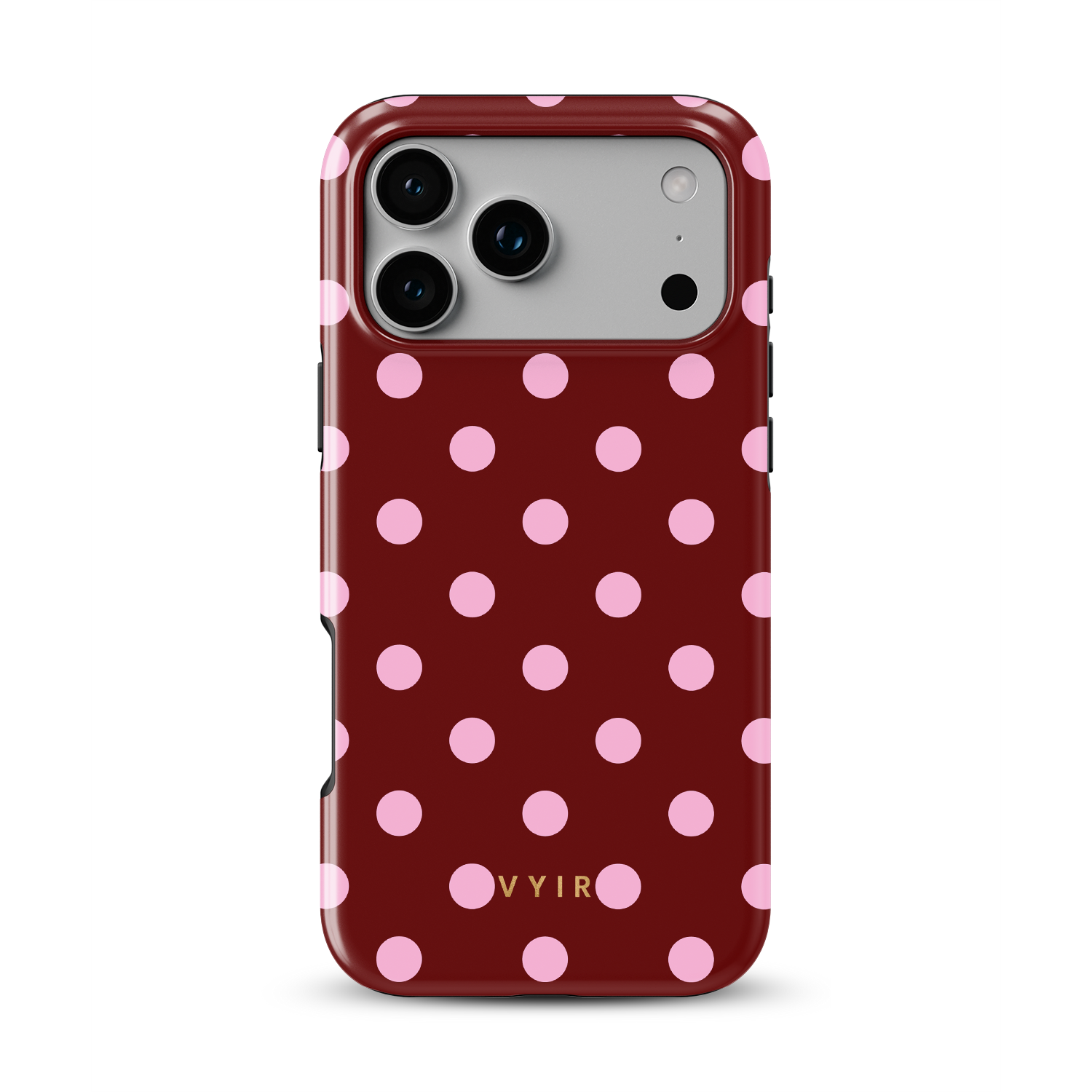 Classic Polka Dots, Burgundy - Shockproof MagSafe iPhone Case - VYIR