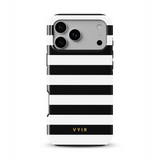 Horizontal Stripes, Nero e bianco - Cover per iPhone MagSafe Tough