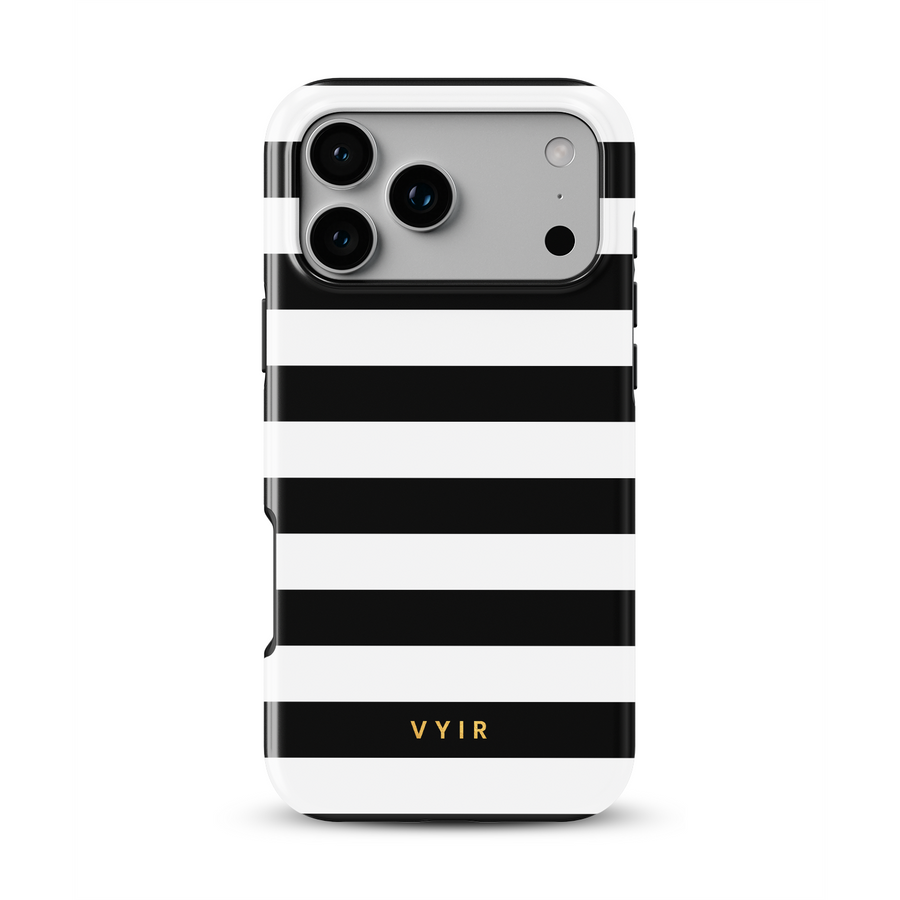 Horizontal Stripes, Nero e bianco - Cover per cellulare Tough