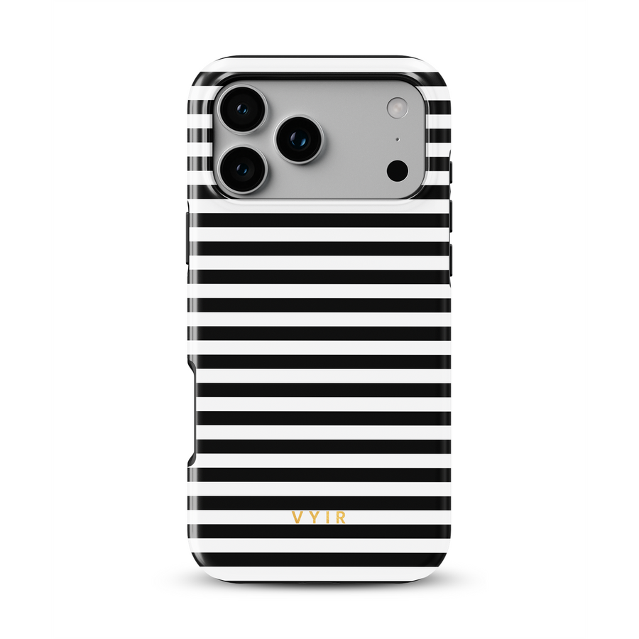Horizontal Stripes, Nero e bianco a gessetto - Cover per iPhone MagSafe Tough