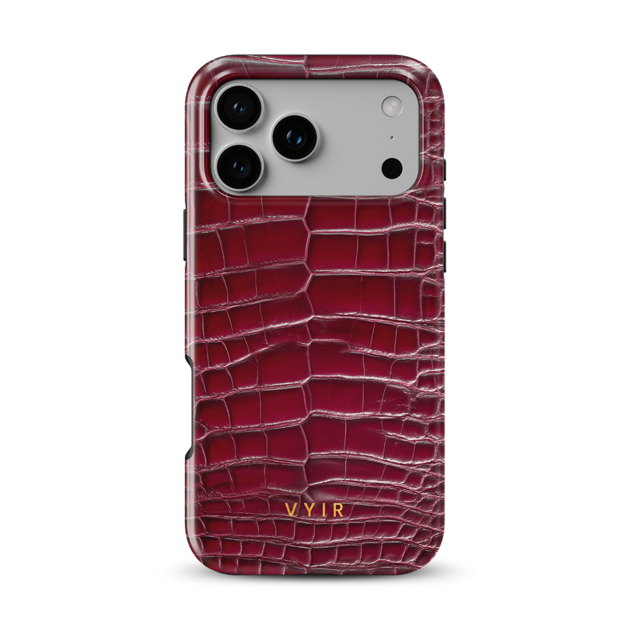 Croc Leather Print Burgundy - Tough Cover MagSafe per iPhone