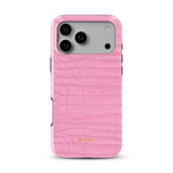 Croc Leather Print Pink - Tough Cover MagSafe per iPhone
