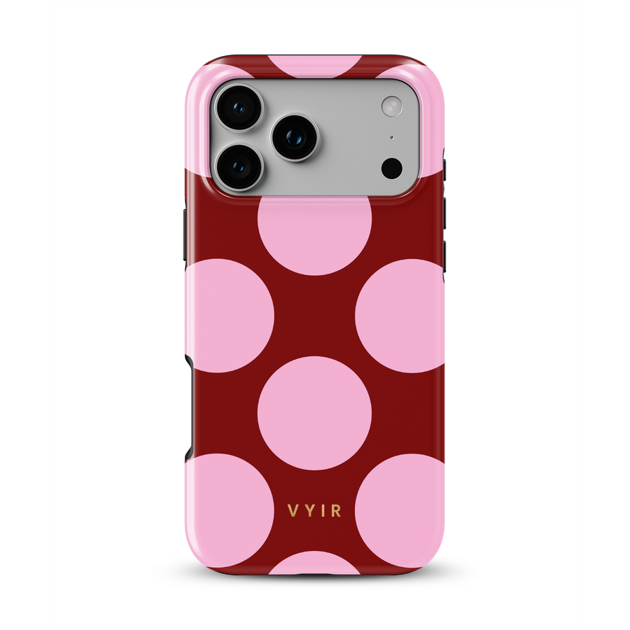 Large Polka Dots, Burgundy Pink - Tough Cover MagSafe per iPhone