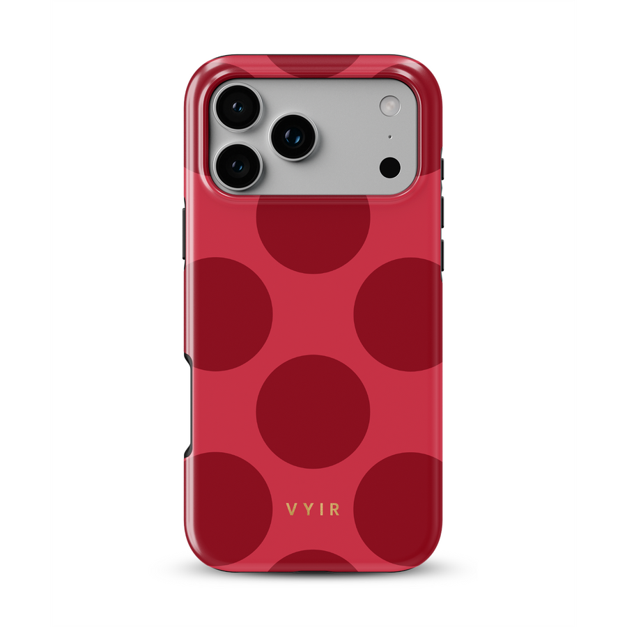 Large Polka Dots, Crimson Red - Tough Cover MagSafe per iPhone