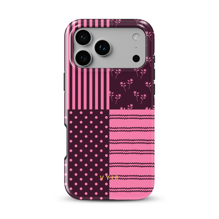 VYIR Signature 4-Checker, Burgundy - Tough Cover MagSafe per iPhone