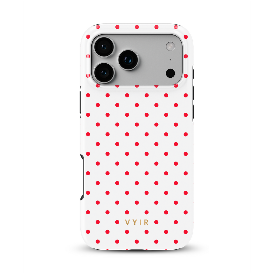 Tiny Polka Dots, Rosso brillante - Tough Cover MagSafe per iPhone
