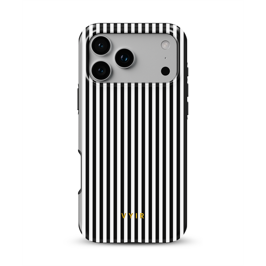 Vertical Stripes, Nero e Bianco Gessato - Tough Cover MagSafe per iPhone