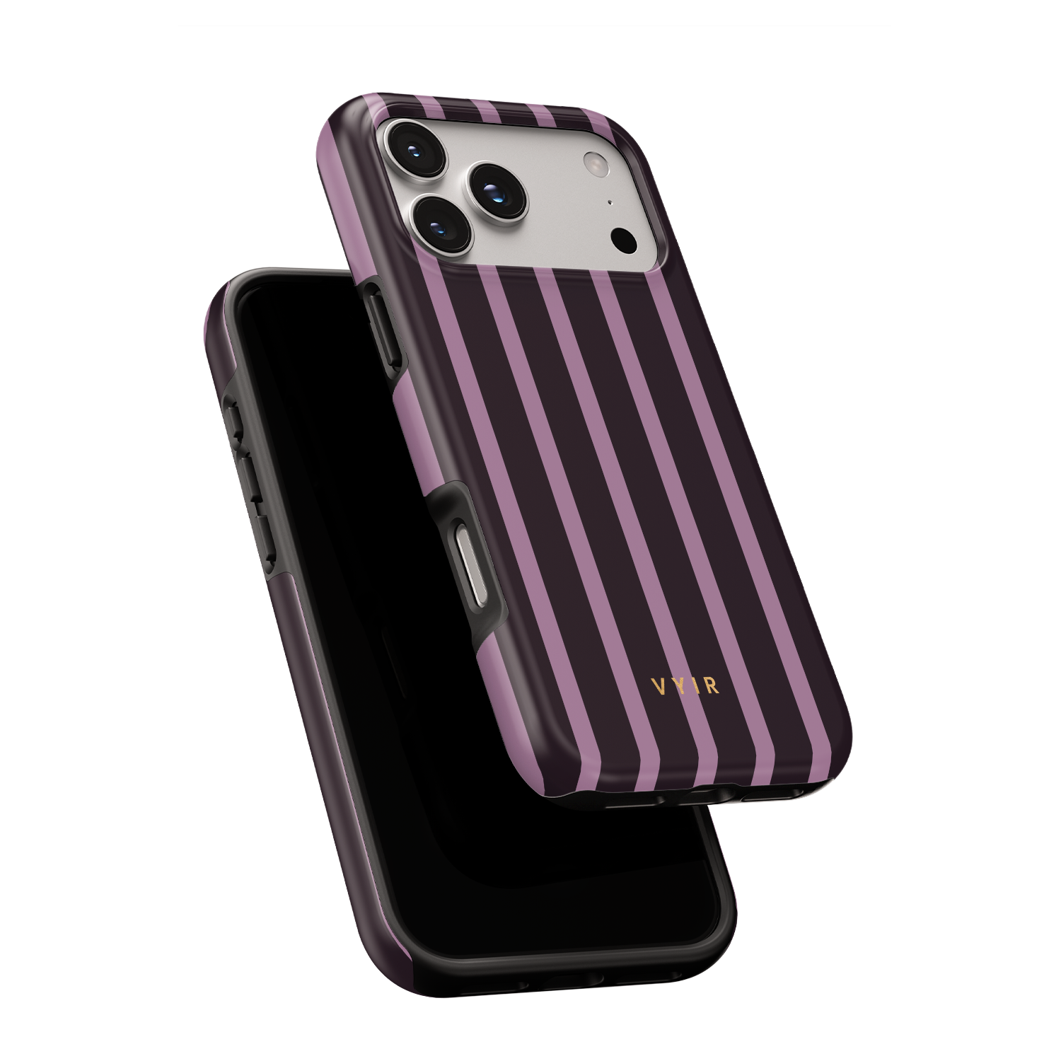 Luxe Stripes, Plum - Shockproof MagSafe iPhone Case - VYIR