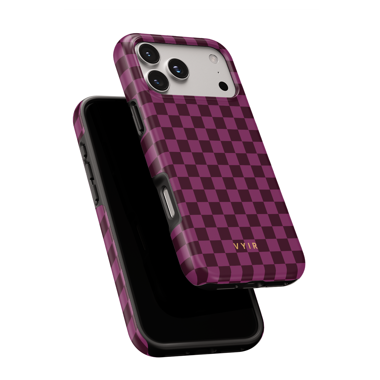 Tiny Checker, Burgundy - Shockproof Phone Case - VYIR