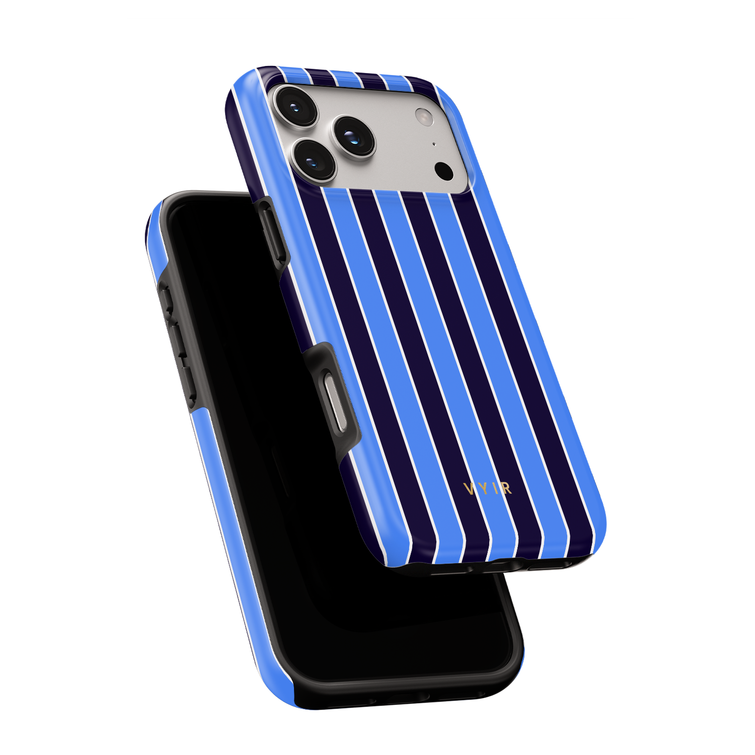 Vertical Stripes, Rivoli Blue - Shockproof Phone Case - VYIR