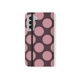 Cover portafoglio in pelle vegana per Samsung Galaxy S22 Plus - Pink Plum Polka Dot