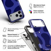 Swirl Lines, Navy Blue - Shockproof Phone Case - VYIR