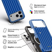 Vertical Stripes, Mediterranean Blue - Shockproof MagSafe iPhone Case - VYIR