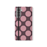 Cover portafoglio in pelle vegana per Samsung Galaxy S21 Plus - Pink Plum Polka Dot