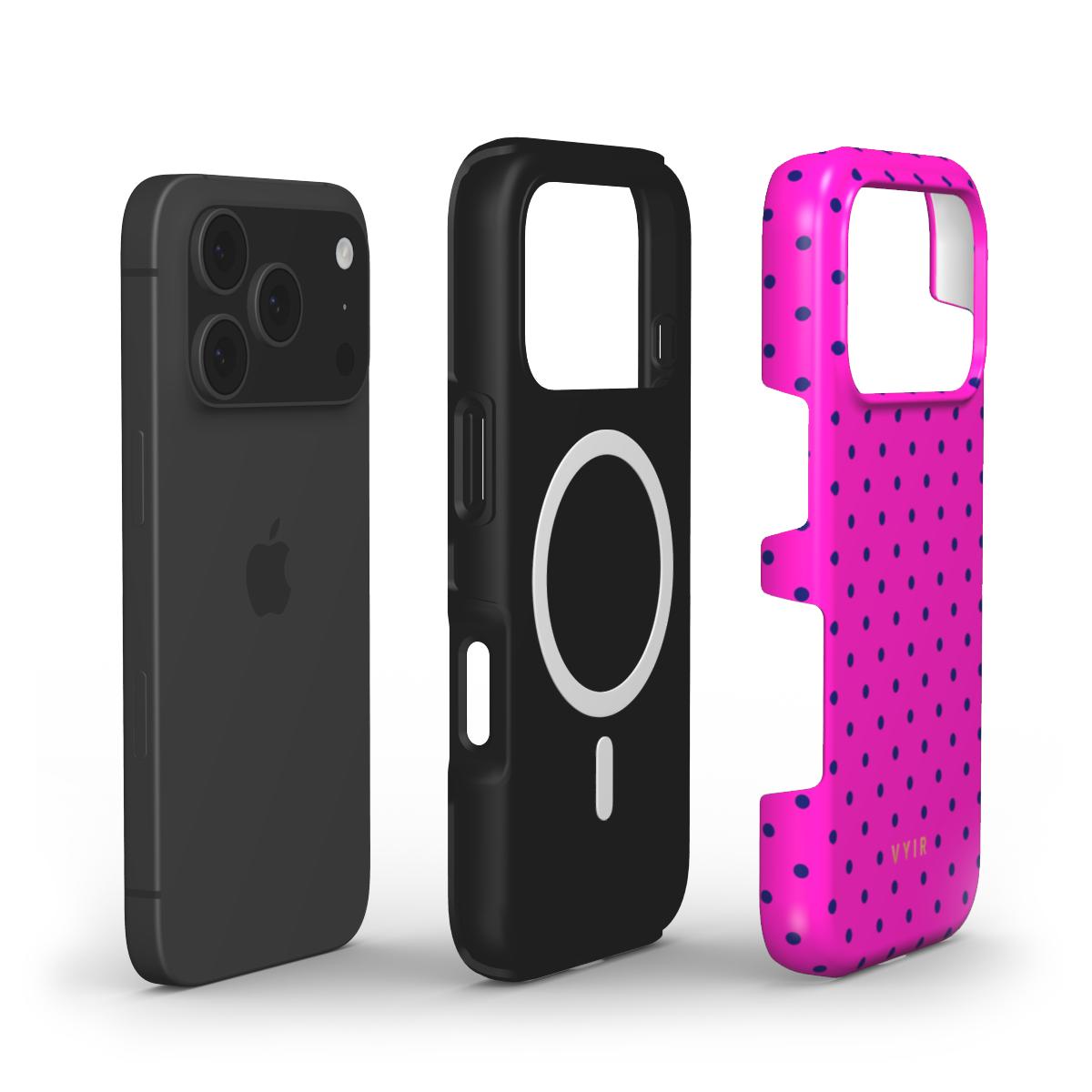 Tiny Polka Dots, Deep Pink - Shockproof MagSafe iPhone Case - VYIR