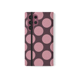 Cover portafoglio in pelle vegana per Samsung Galaxy S22 Ultra - Pink Plum Polka Dot