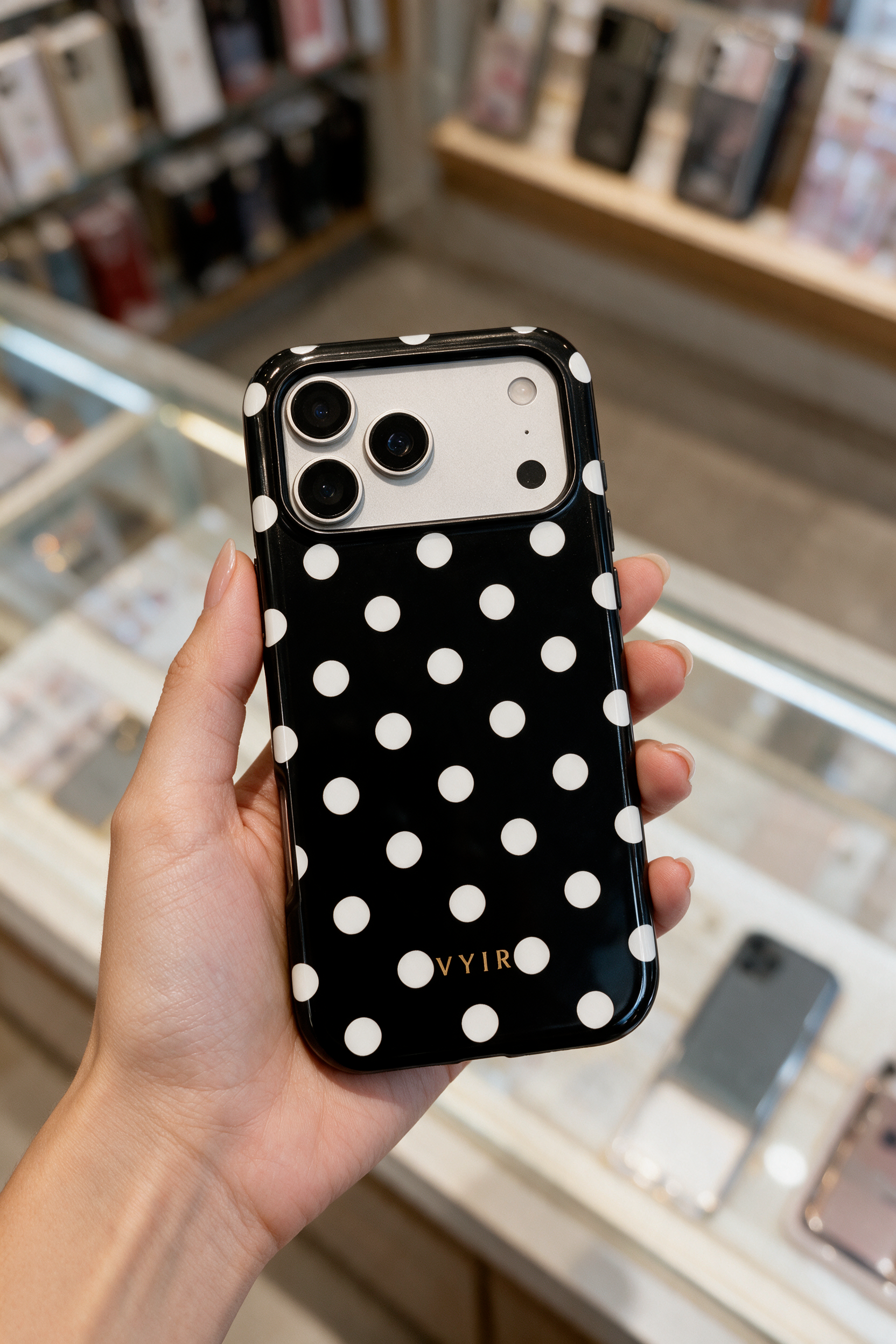 Classic Polka Dots, Black Noir - Tough Cover per cellulare