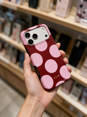 Large Polka Dots, Burgundy Pink - Tough Cover per cellulare