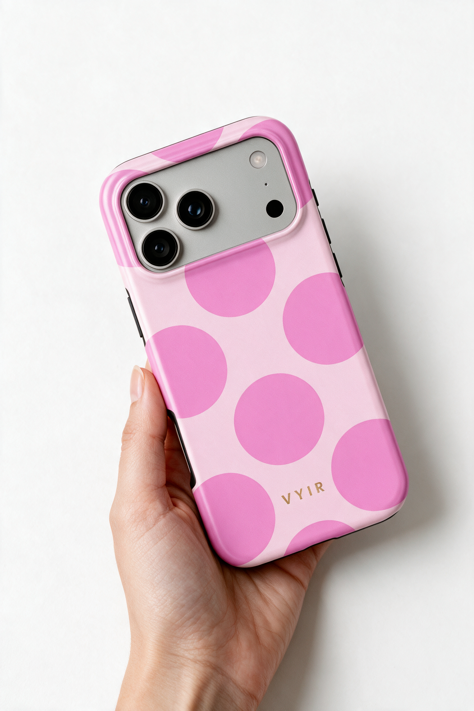 Large Polka Dots, Bubbly Pink - Tough Cover per cellulare